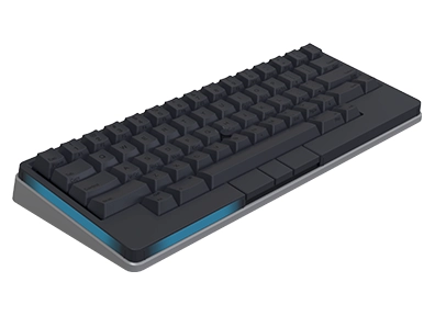 Les zones tactiles gestuelles du clavier HHKB Studio sont surlignés en bleu 