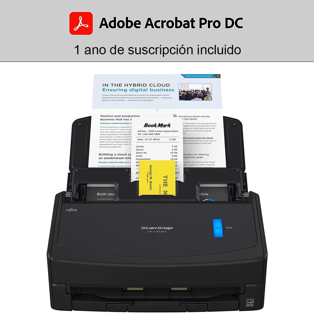 ScanSnap iX1600 negro con licencia de 1 año de Adobe Acrobat Pro DC