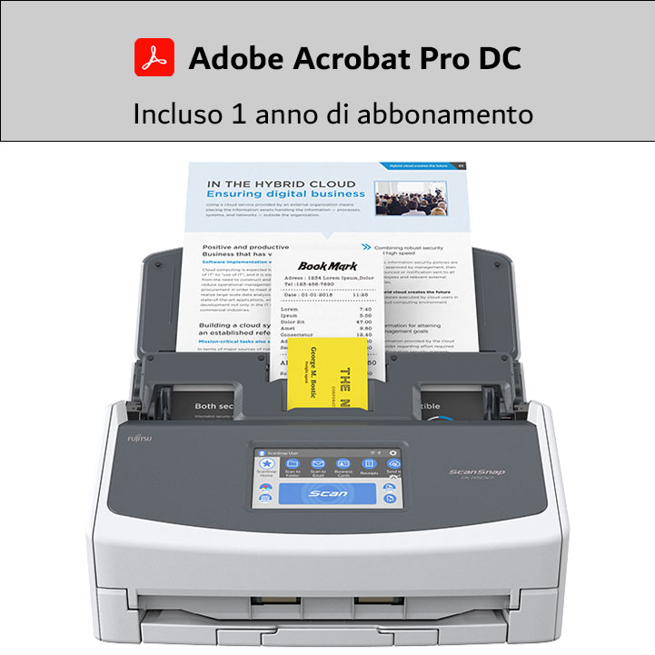 ScanSnap iX1600 bianco con Adobe Acrobat Pro DC 1 anno di licenza