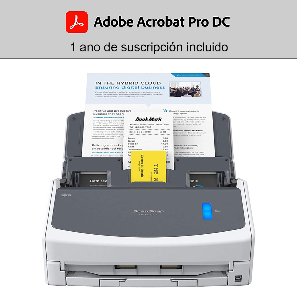 ScanSnap iX1600 blanco con Adobe Acrobat Pro DC Licencia de 1 año