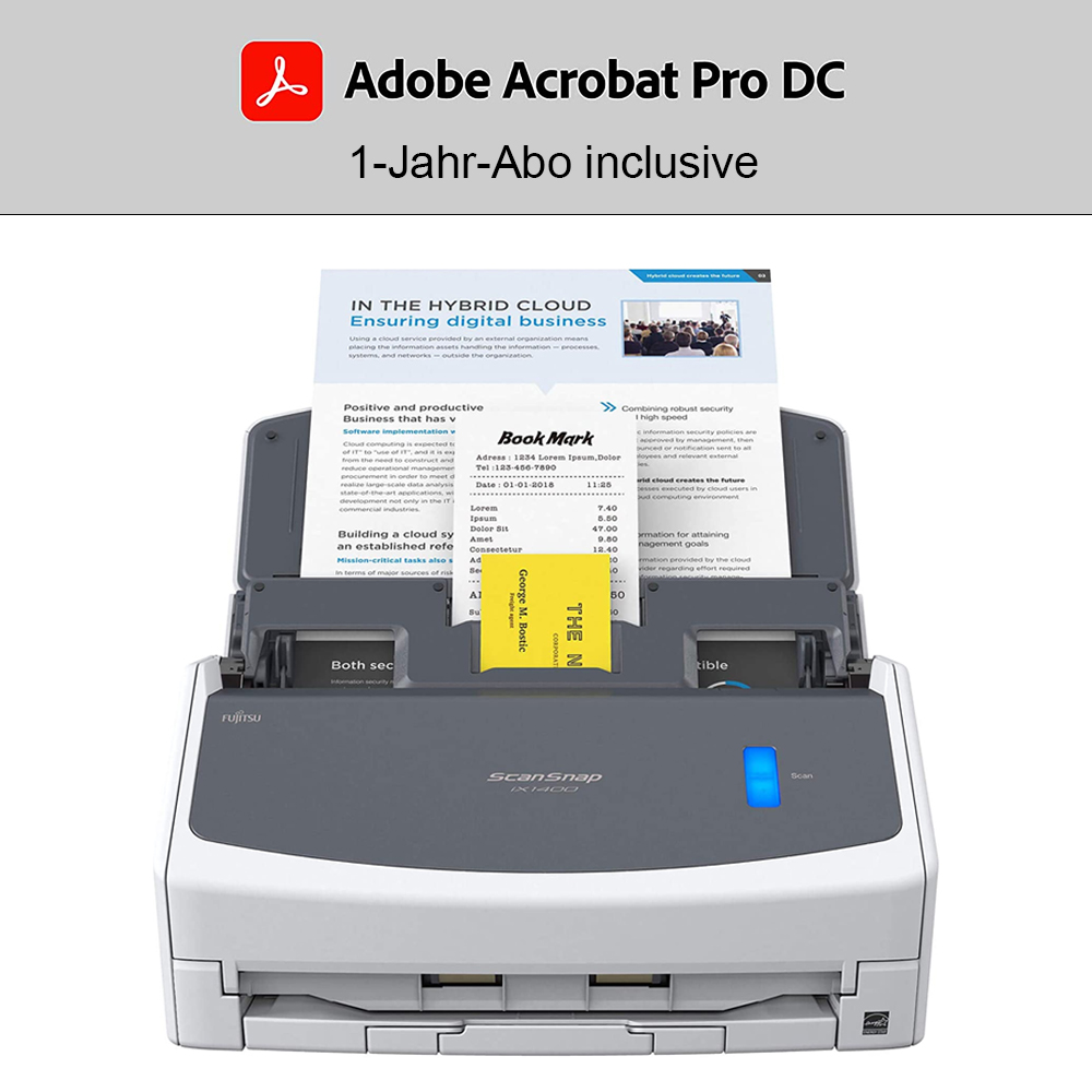 ScanSnap iX1600 bianco con Adobe Acrobat Pro DC 1 anno di licenza