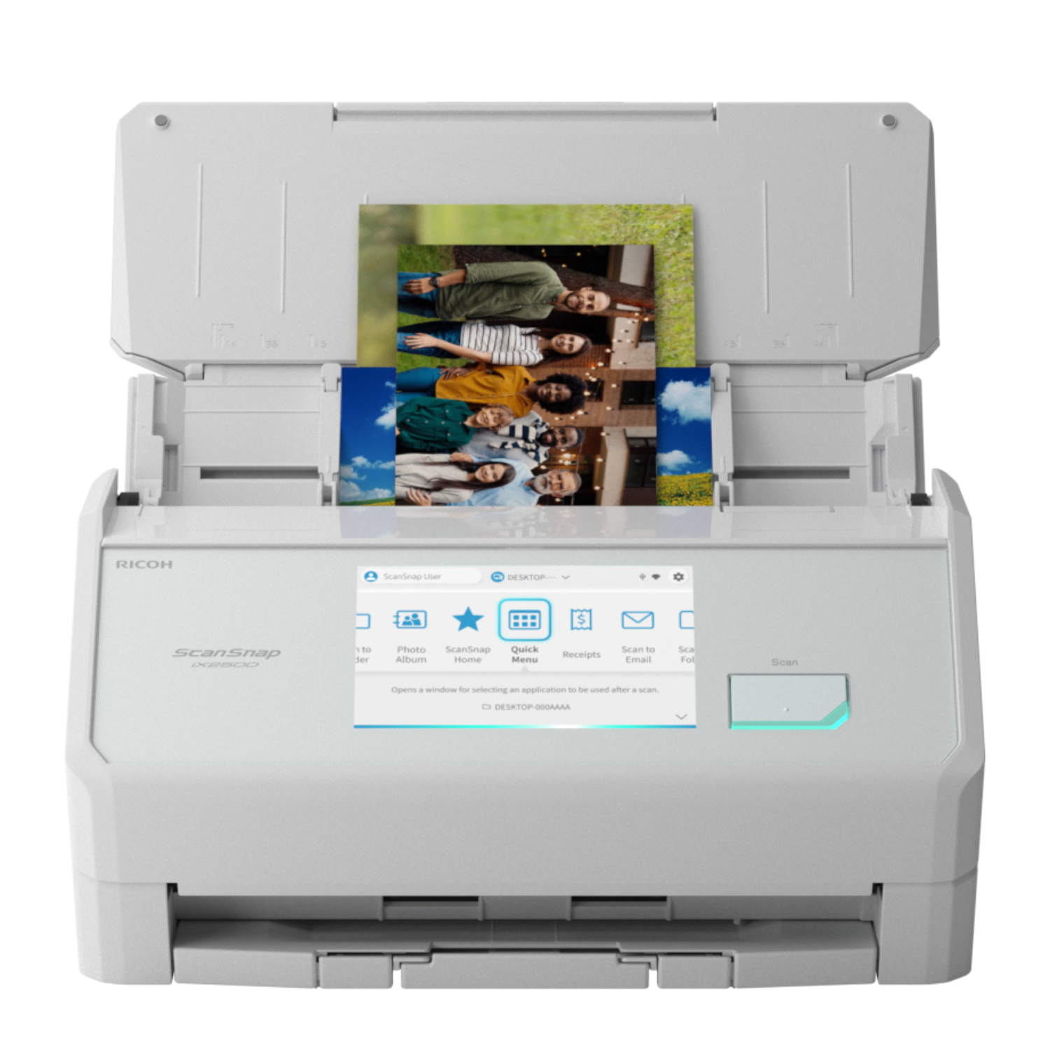 ScanSnap iX2500 white scanner with photo