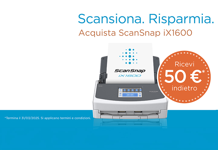 Acquista lo ScanSnap iX1600 e ricevi 50€* indietro